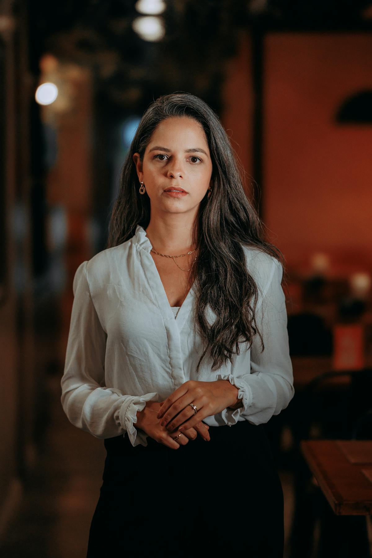 Woman in business attire after the uniform